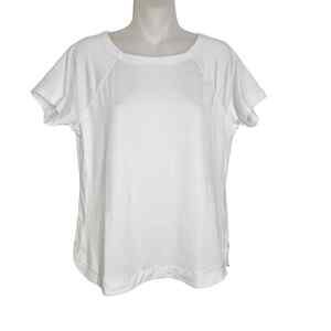 T by Talbots Womens T Shirt Sz MP Cool Slub Active Tee White UPF 50 Short Sleeve